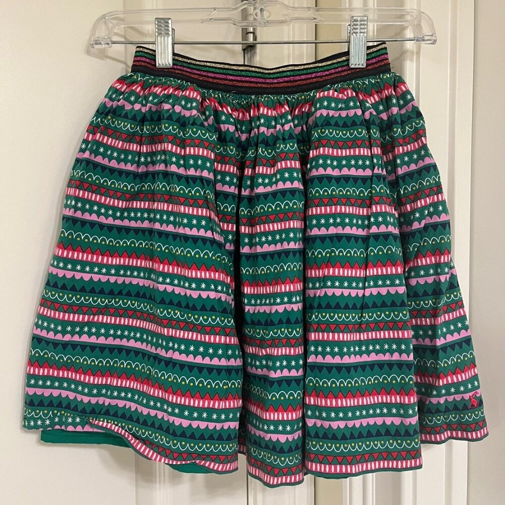 Joules Green, red & pink skirt w/ elastic waist. Size 9-10y (fits like an 8/M)